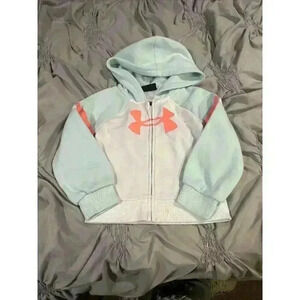 Under Armour Toddler Girls' UA Logo Zip Hoodie White Teal And Coral
